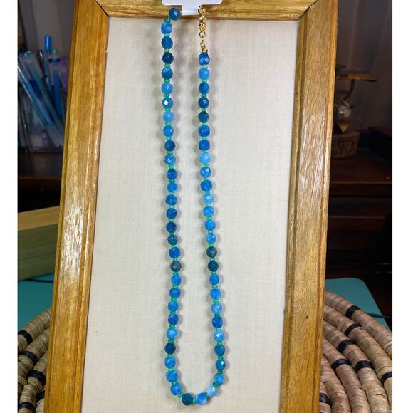 New, Blue Apatite & Ethiopian Opal Gemstone Necklace, Ombre, 21.25", Artisan - Picture 1 of 1